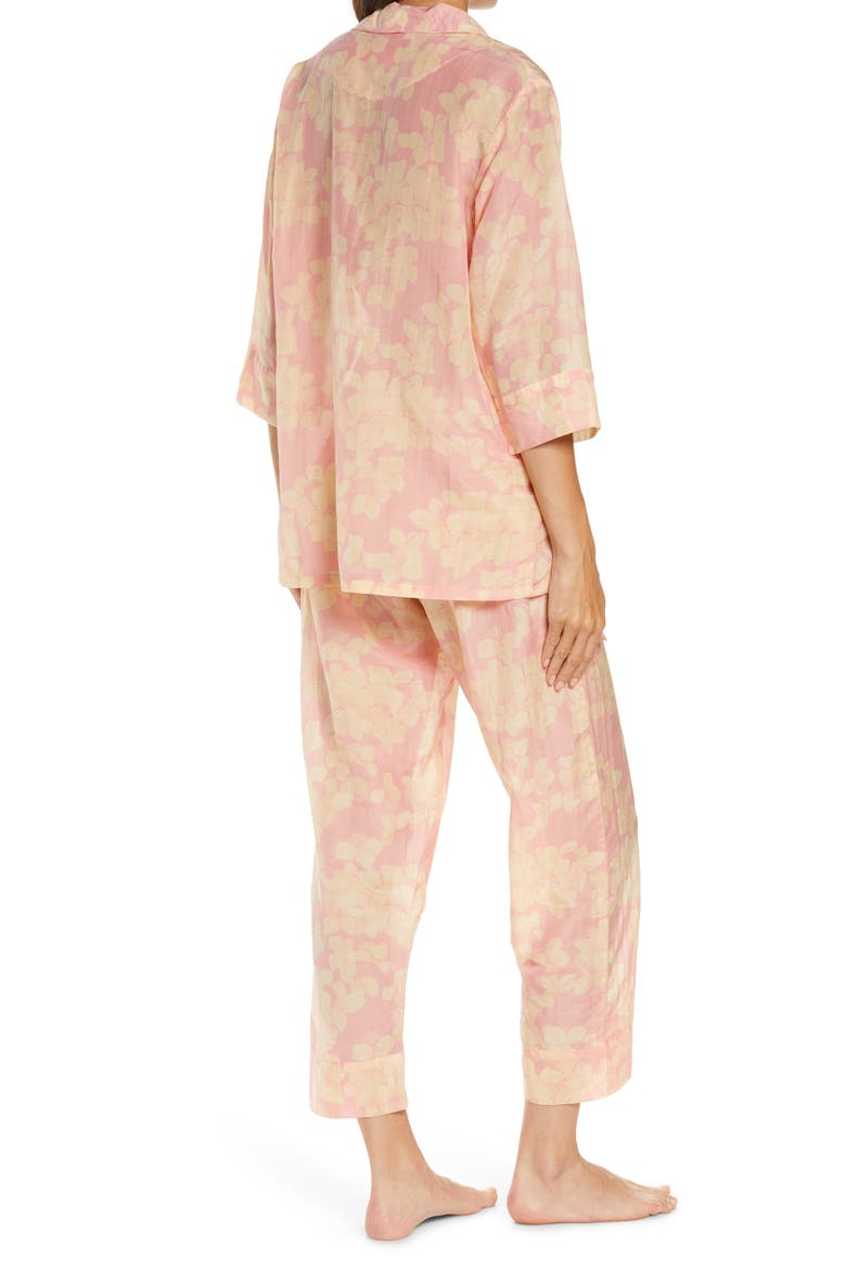 Hydrangea Cotton & Silk Pajamas, Alternate, color, FLORAL