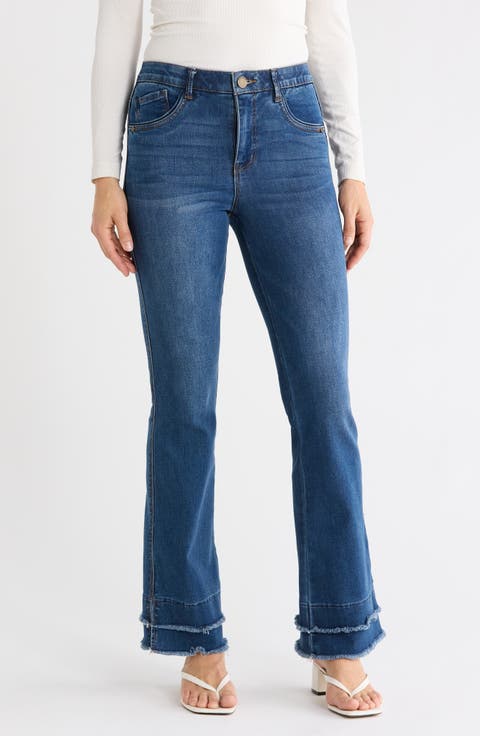 'Ab'solution High Waist Fray Hem Itty Bitty Bootcut Jeans