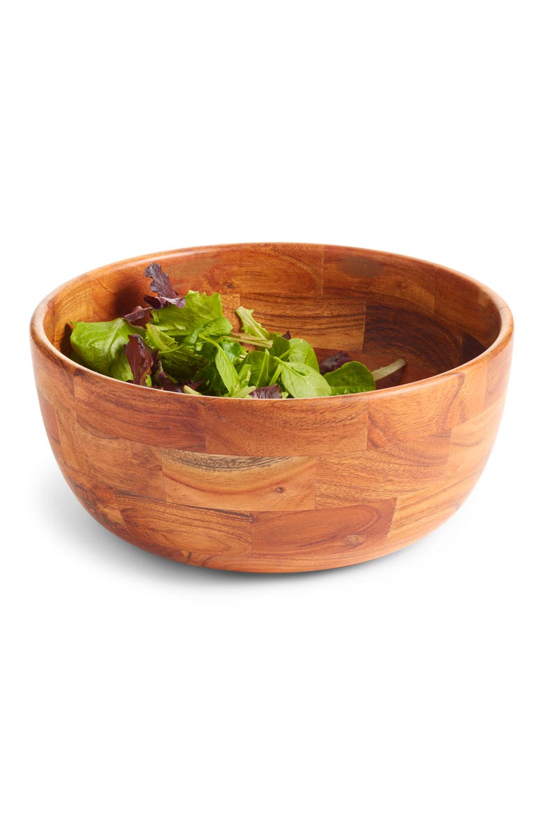 at Home Large Wood Serving Bowl, Main, color, BROWN