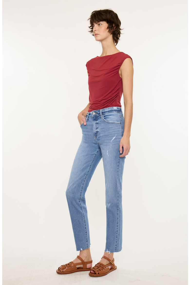 Ariana Essentials High Rise Straight Leg Jeans, Alternate, color, Medium Wash