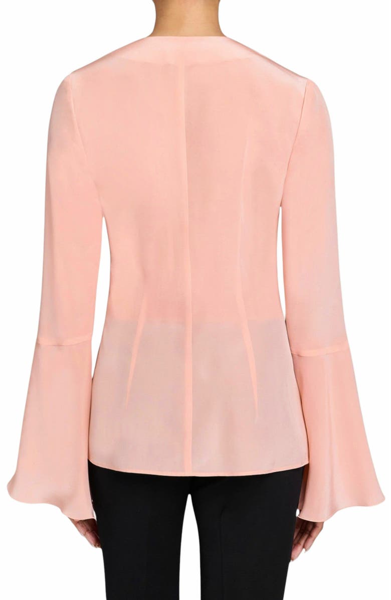 Santorelli SYDNEY Long Sleeve Button Down Blouse with Ruffles  in Silk Crepe de Chine, Alternate, color, 