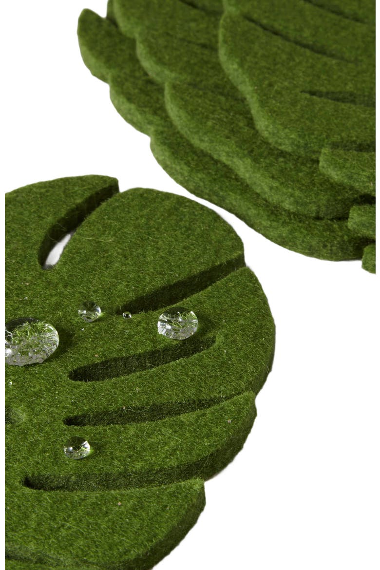Merino Wool Monstera Coaster Solid 4 Pack, Alternate, color, Loden Green
