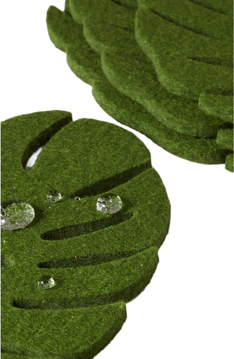 Graf Lantz Merino Wool Monstera Coaster Solid 4 Pack, Alternate, color, Loden Green