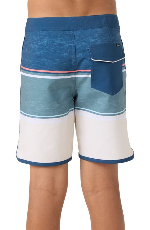 O'neill Kids' Lennox Scallop Swim Trunks In Cream/blue