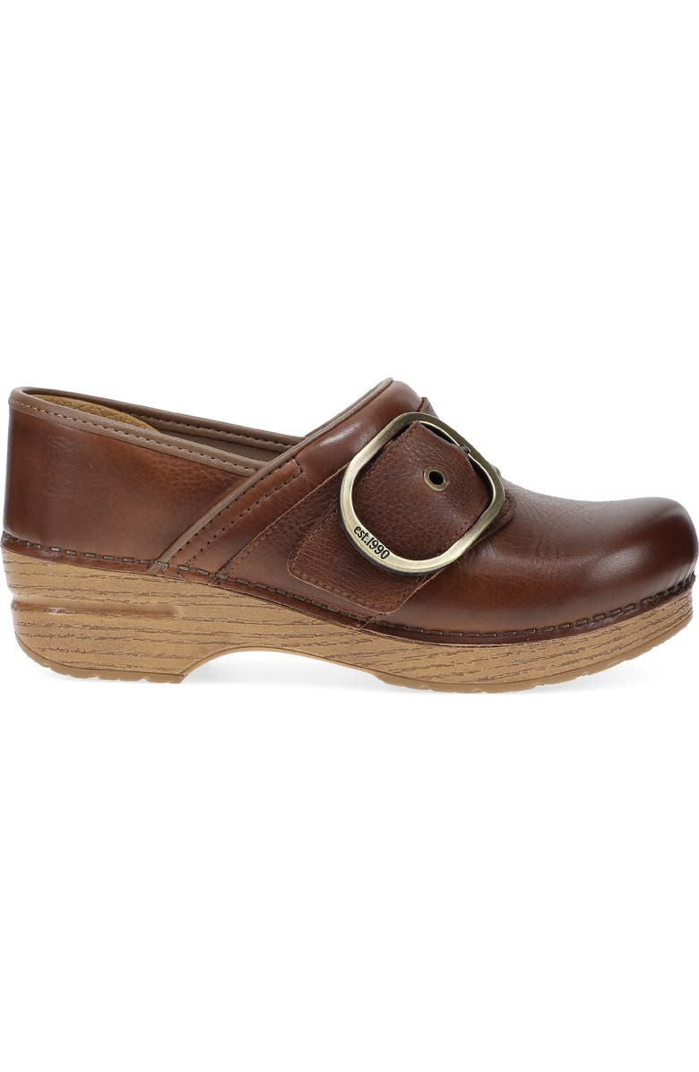 Dansko Pearson Buckle Strap Clog, Alternate, color, Brown Waxy Milled