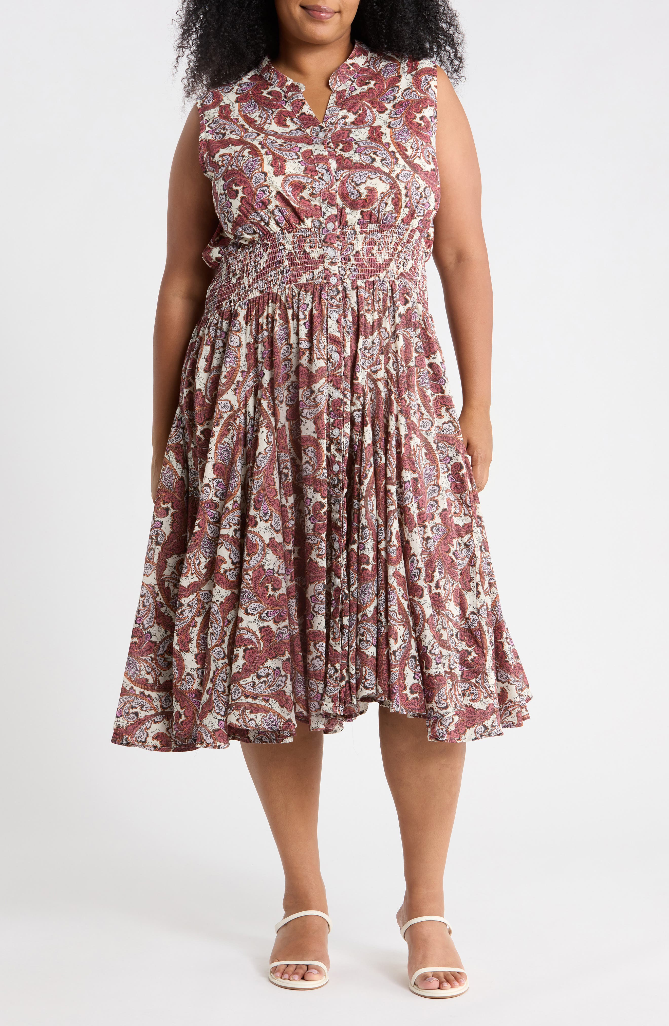 Sleeveless Button Front A-Line Dress