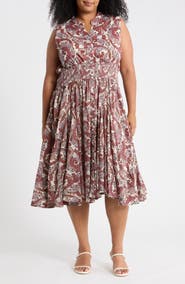 CHELSEA AND THEODORE Sleeveless Button Front A-Line Dress