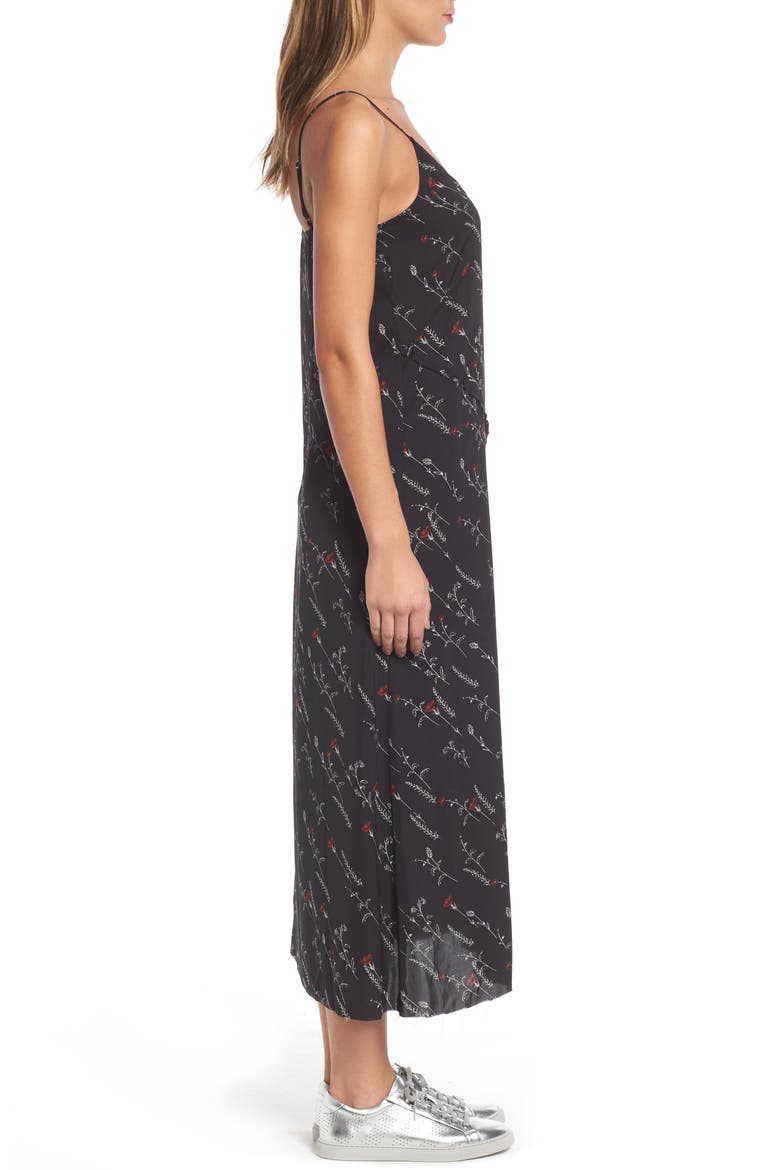 Raw Edge Slipdress, Alternate, color, BLACK DIAGONAL FLORAL