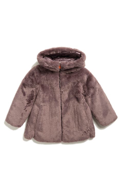 Kids' Floral Faux Fur Hooded Jacket (Toddler, Little Kid & Big Kid)