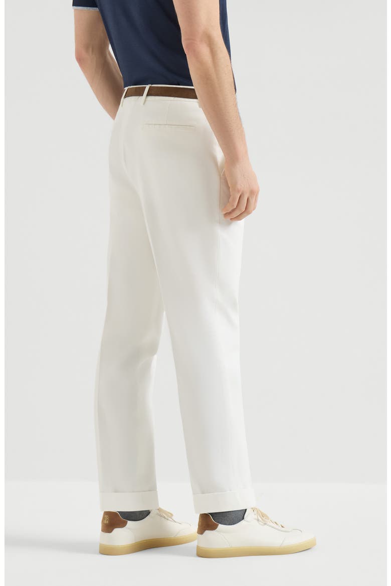 Garment-dyed trousers in twisted cotton gabardine with pleat, Alternate, color, Snow