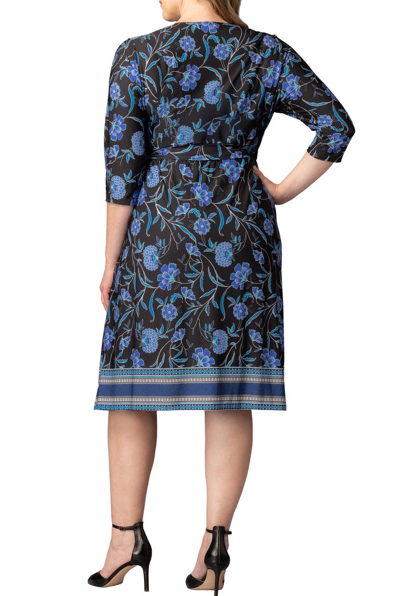 Beguiling Floral A-Line Wrap Dress, Alternate, color, BLUE BORDER PRINT