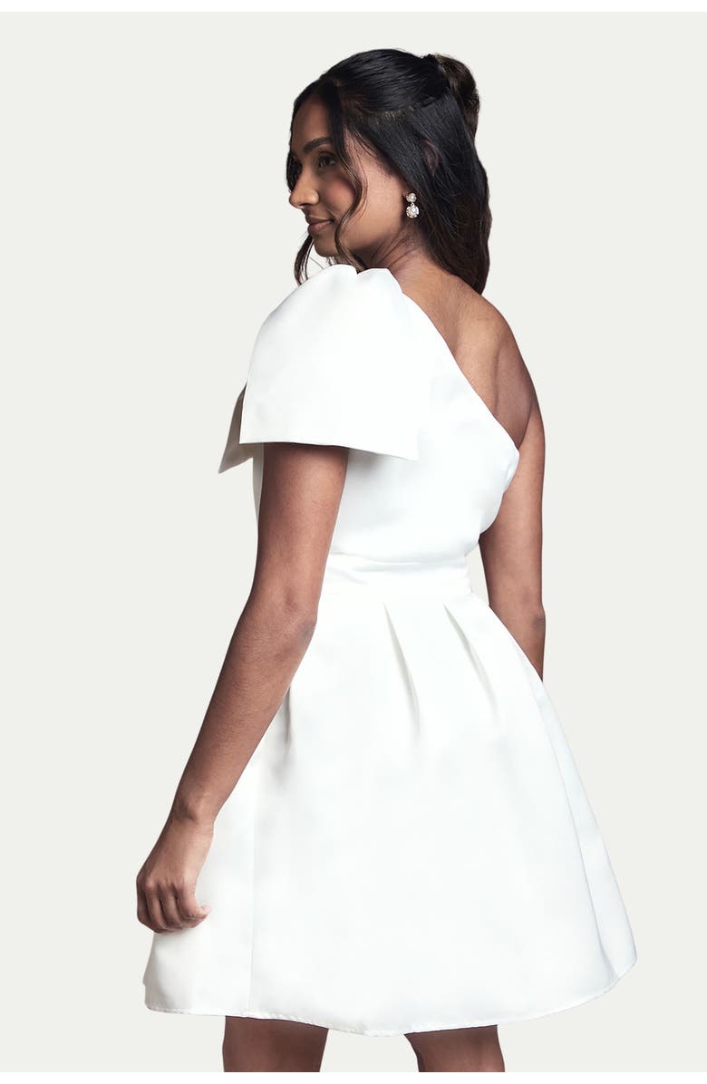 Coast One Shoulder Bow Bridal Mini Dress, Alternate, color, Ivory