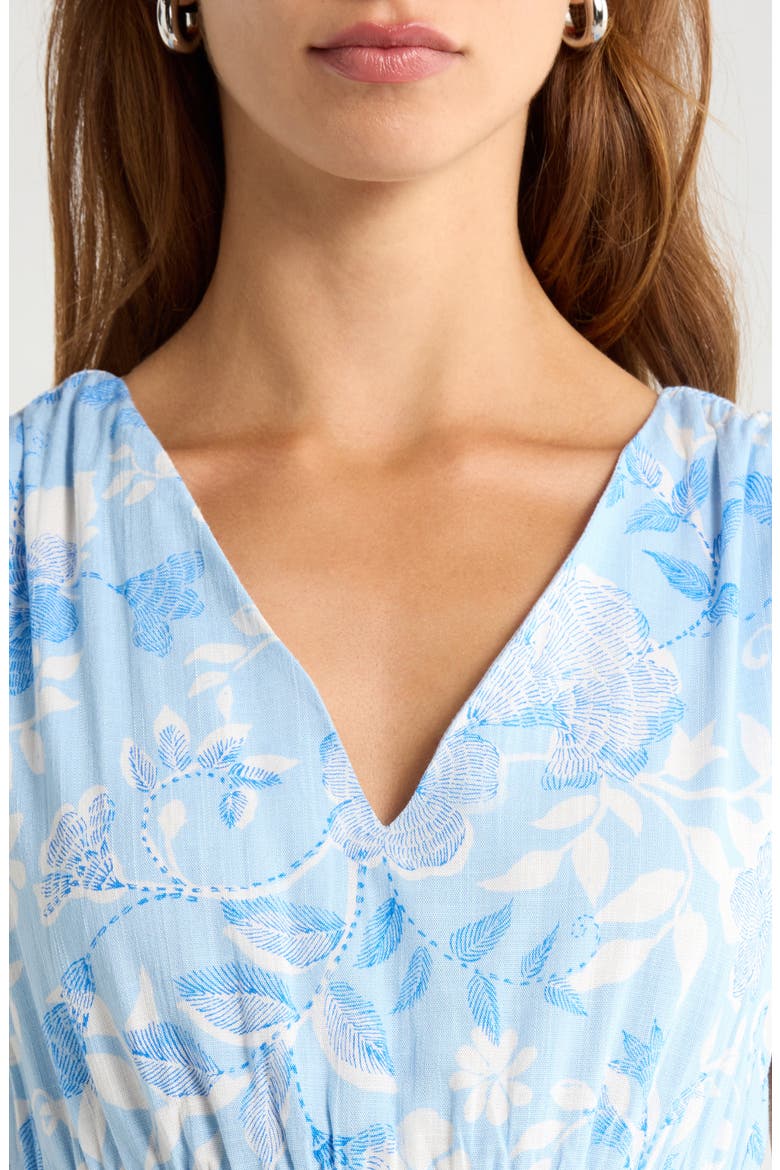 Seraphina Floral Print Ruffle Hem Maxi Dress, Alternate, color, BLUE/ WHITE MULTI