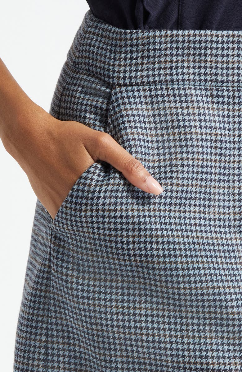 Veronica Beard Ford Houndstooth Wool Skirt, Alternate, color, Navy/ Blue River Multi