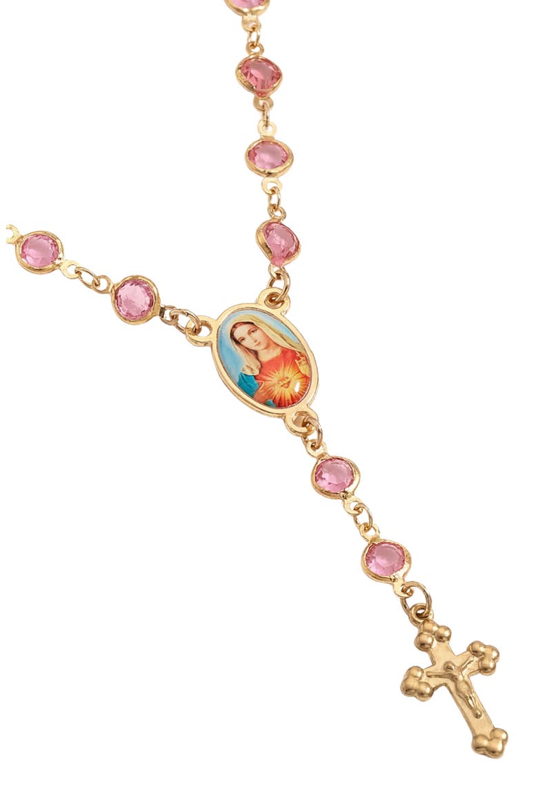 The Red Stone Rosary Necklace, Main, color, GOLD/PINK