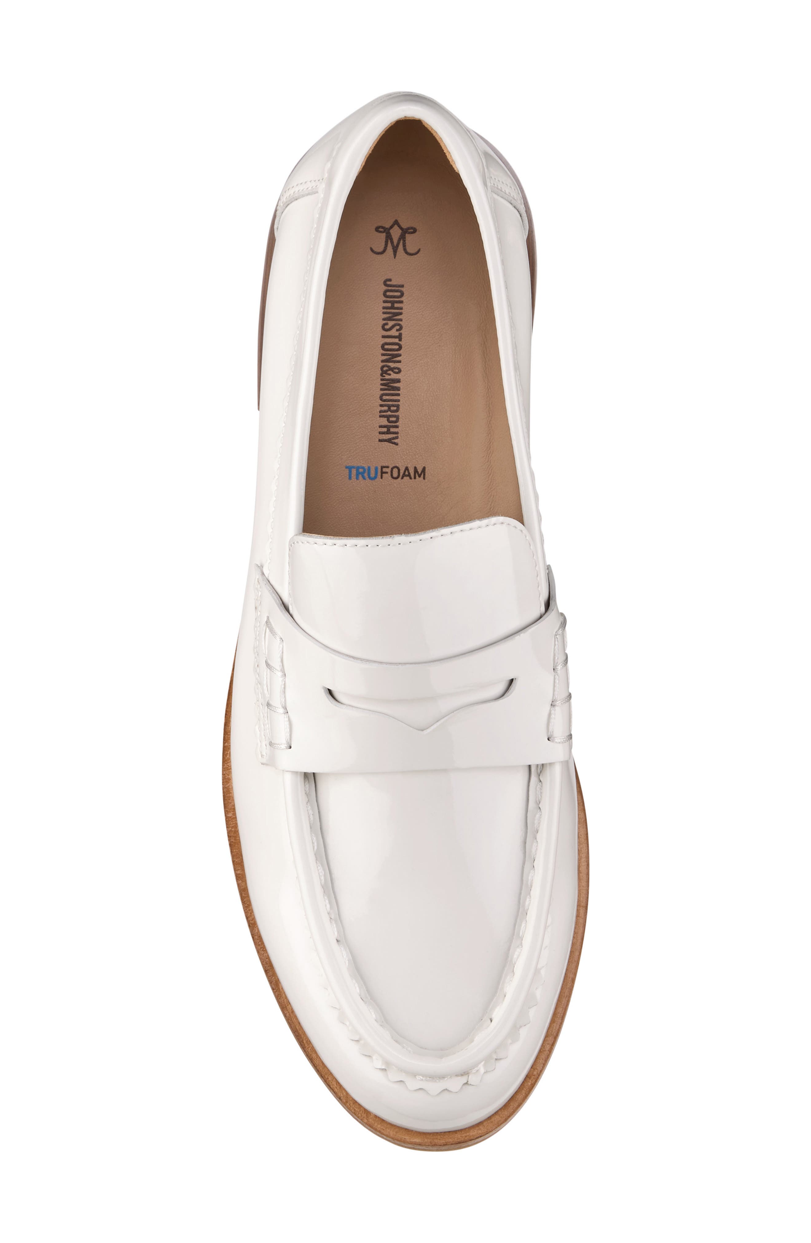 Johnston 
Murphy Gillian Patent Leather Penny Loafer, Alternate, color, White Patent Leather