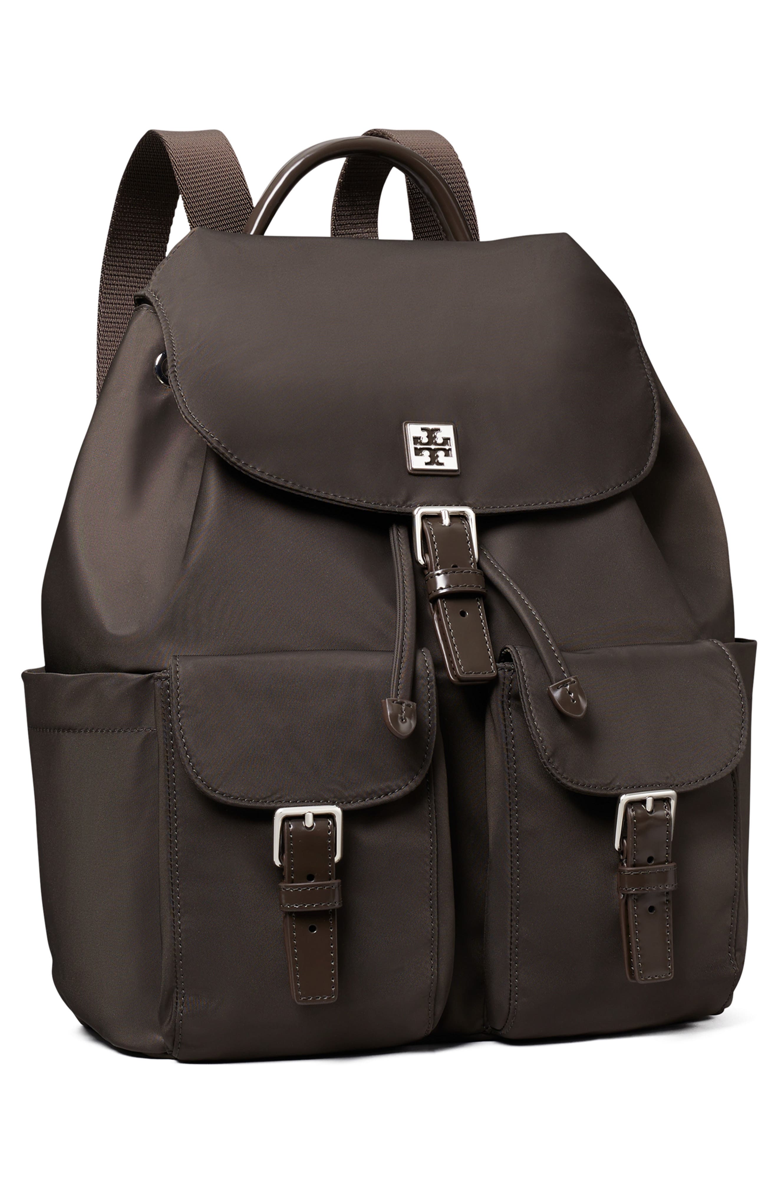 Virgina Nylon Backpack, Alternate, color, DARK BROWN