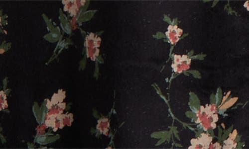 Shop Lucky Brand Floral Lace Trim Button-up Dress In Black Floral