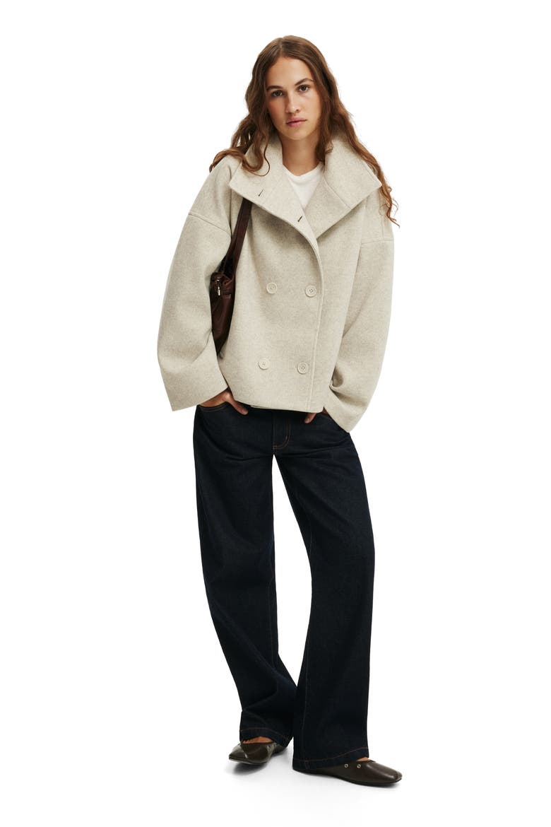 Women's Funnel Neck Coat, Alternate, color, Oatmeal