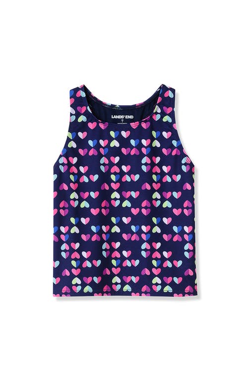 Lands' End Girls Slim Tankini Swimsuit Top In Navy Hearts