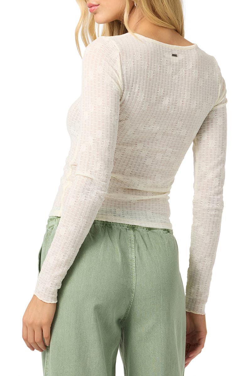 O'Neill Marliz Pointelle Long Sleeve Cotton Top, Alternate, color, Winter White