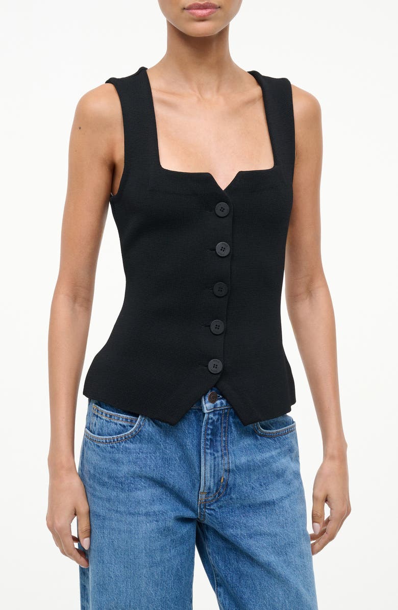 STAUD Marisa Square Neck Top, Main, color, Black