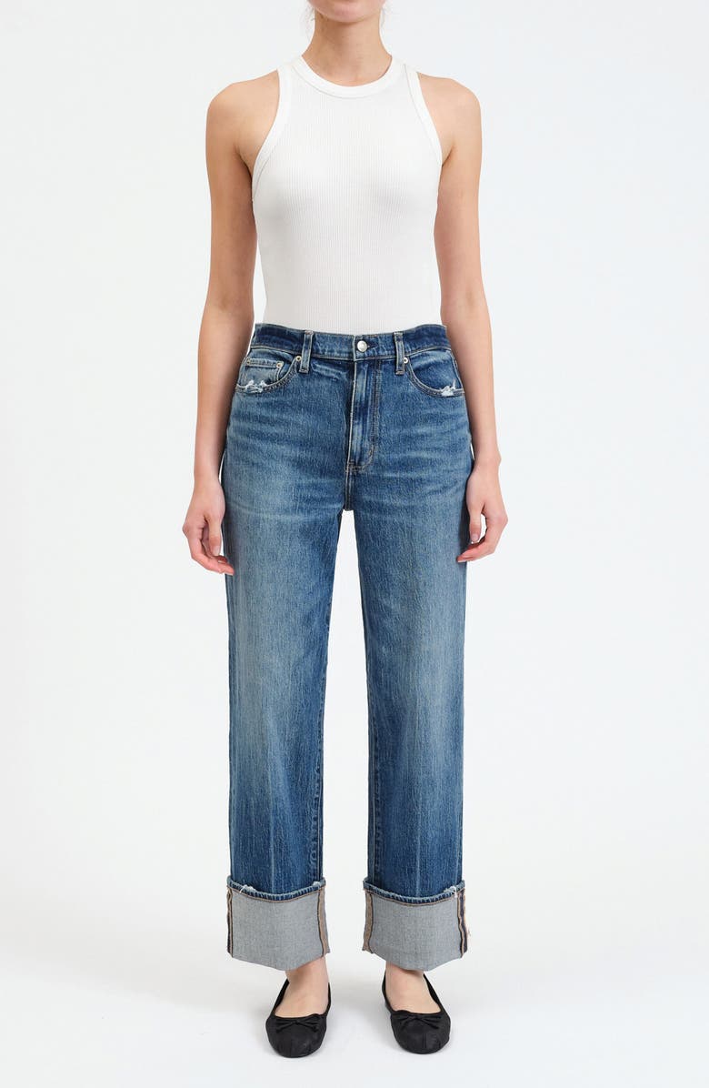 DAZE Eastside High Waist Cuffed Wide Leg Jeans, Alternate, color, Rush Hour