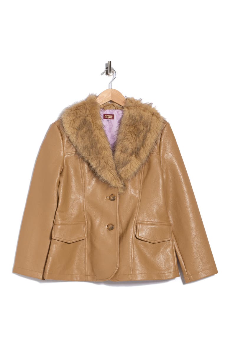 The Hot Under the Collar Faux Leather Jacket with Faux Fur Trim, Alternate, color, FAST TALKER