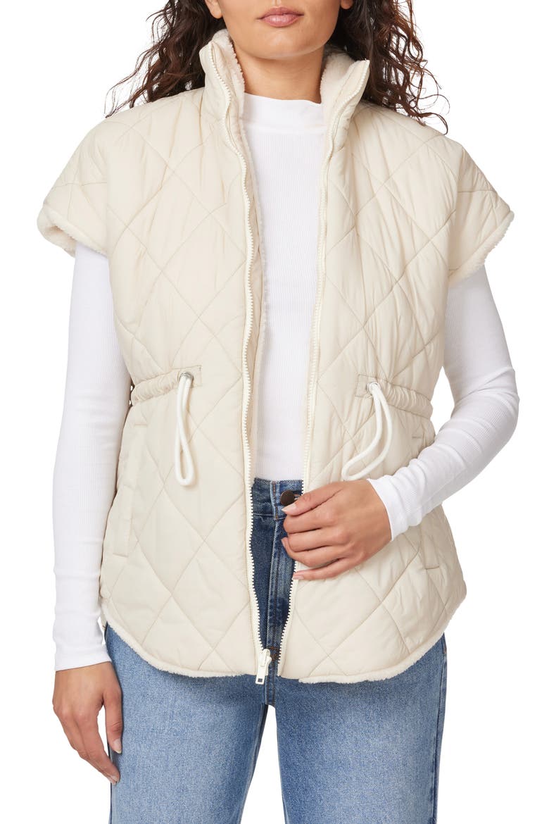 Reversible Fleece Quilted Vest, Alternate, color, NATURAL