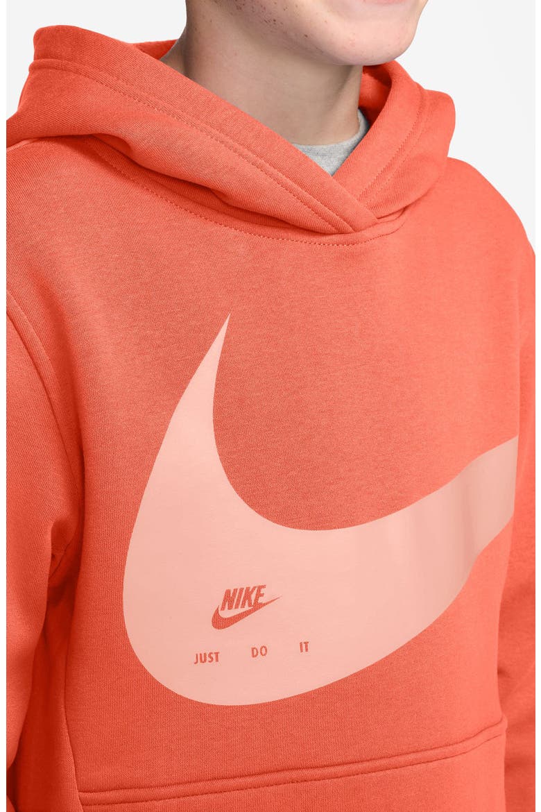 Kids' Sportswear Club Fleece Graphic Hoodie, Alternate, color, 842 TURF ORANGE/ARCTIC ORANGE