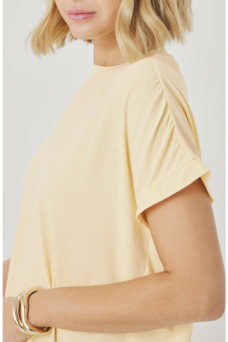 Rebecca Shirred Sleeve Cotton Blend T-Shirt, Alternate, color, HONEYSUCKLE BEIGE