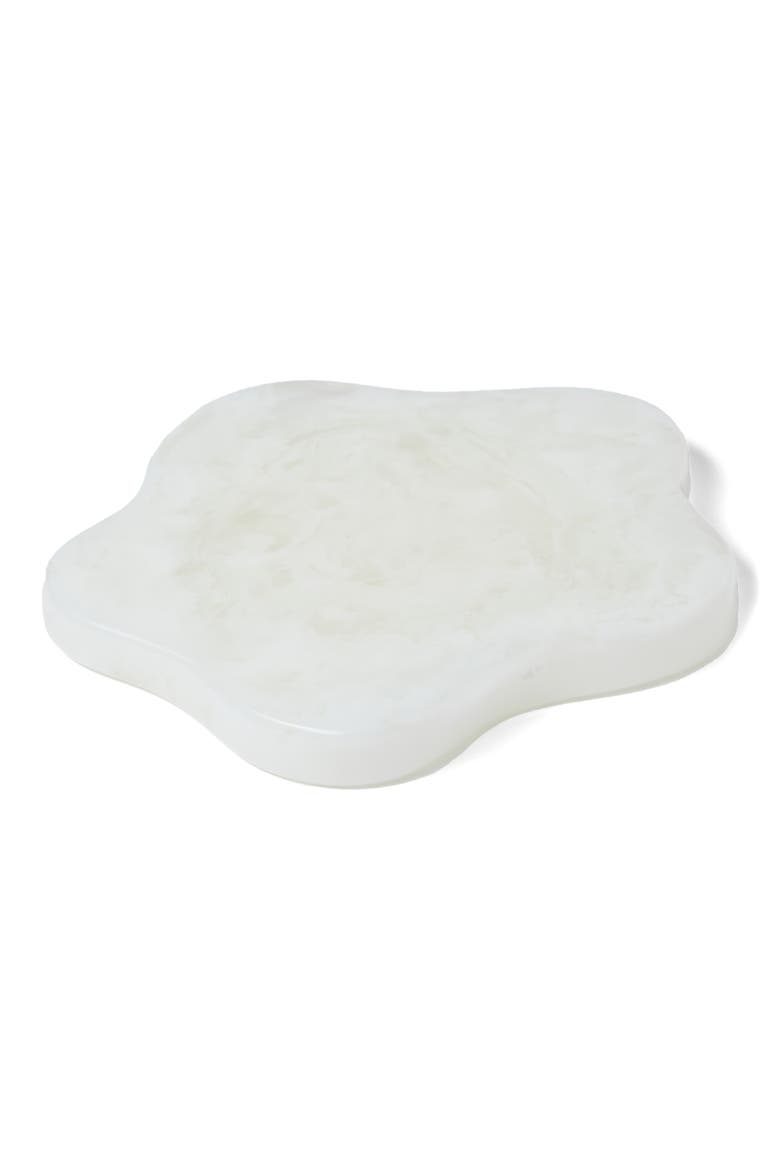Pamana Marbled Flower Coaster, Alternate, color, WHITE GLOSS