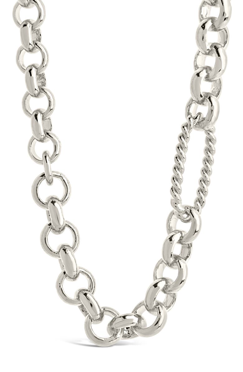 Sterling Forever Leisel Station Chain Necklace, Alternate, color, Silver