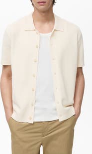 MANGO Short Sleeve Knit Button-Up Shirt