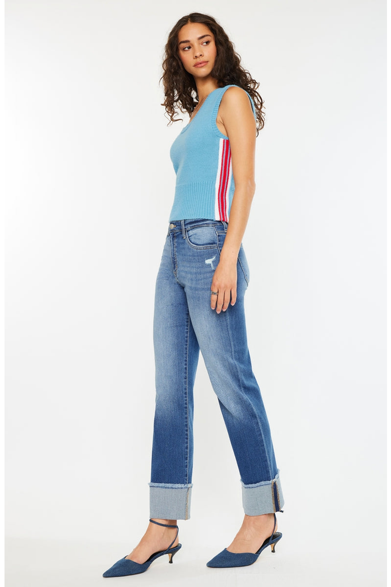 Quin Essentials High Rise Straight Jeans, Alternate, color, Medium Wash
