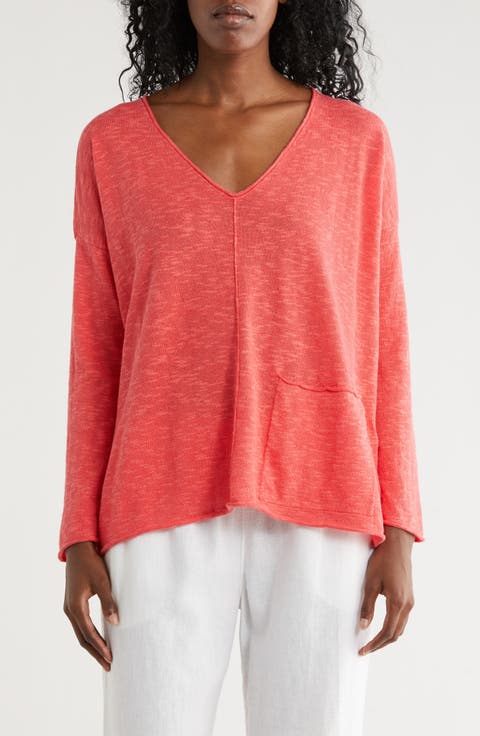 Organic Linen & Cotton V-Neck Sweater