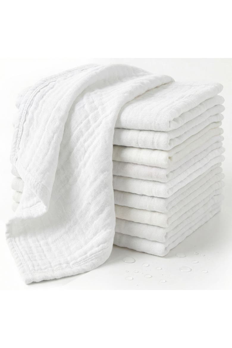 Muslin Baby Washcloths, Alternate, color, White