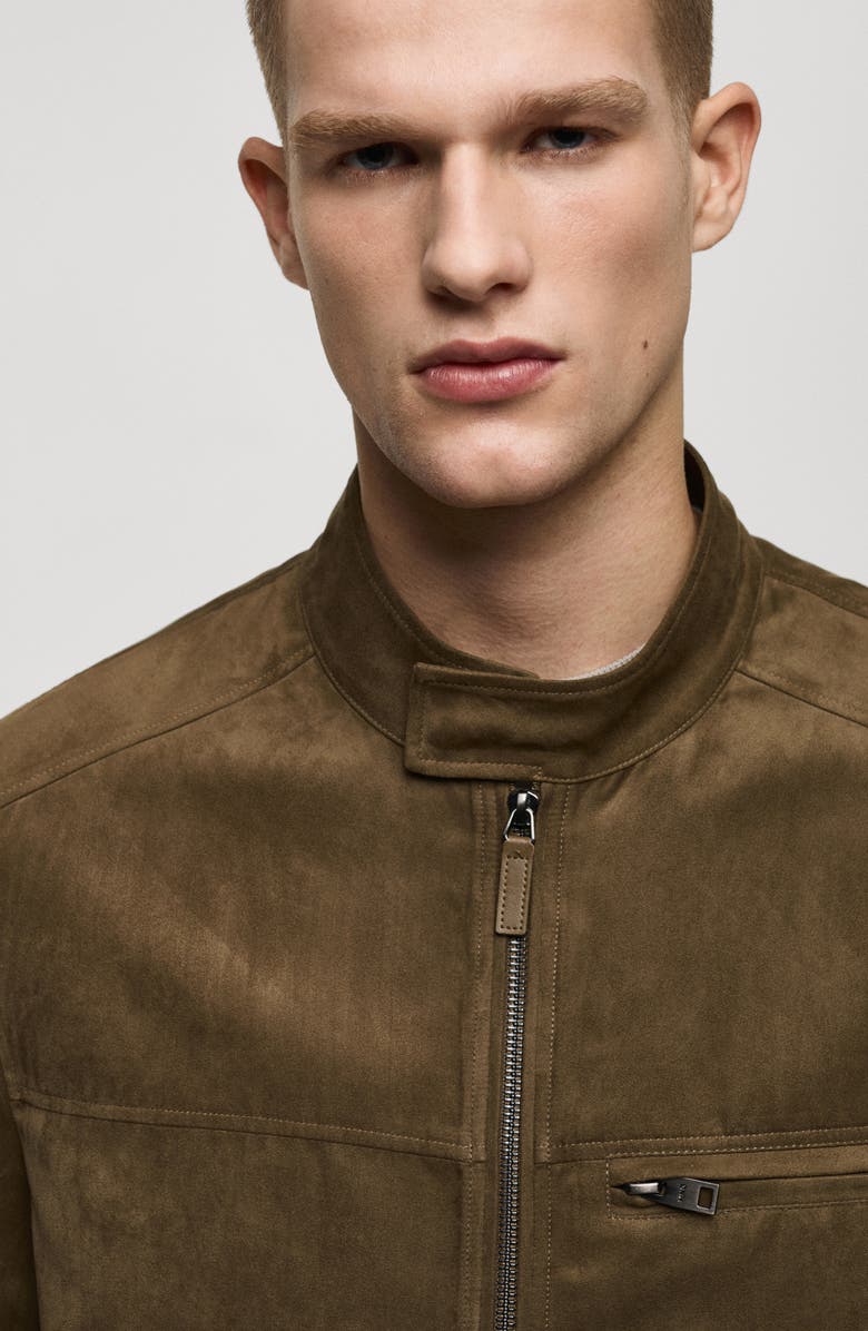 MANGO Faux Suede Biker Jacket, Alternate, color, 