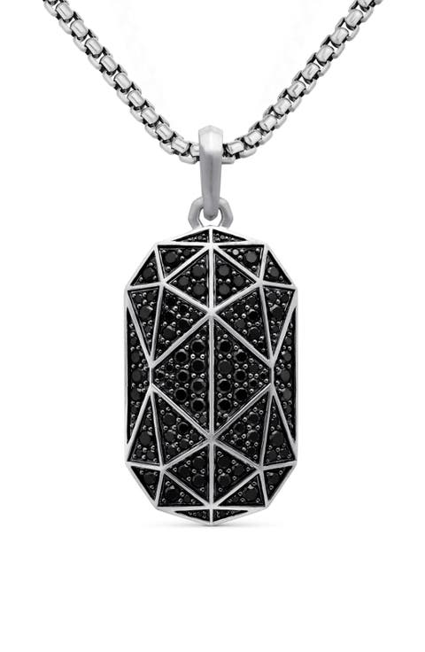 Torqued Faceted Amulet in Sterling Silver with Pavé Black Diamonds