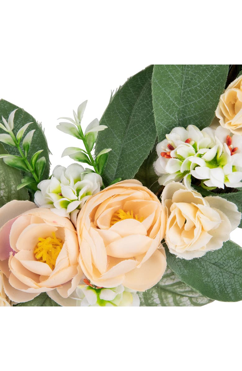 Northlight 14" Mini Peach Rose Half Floral Spring Wreath, Alternate, color, 