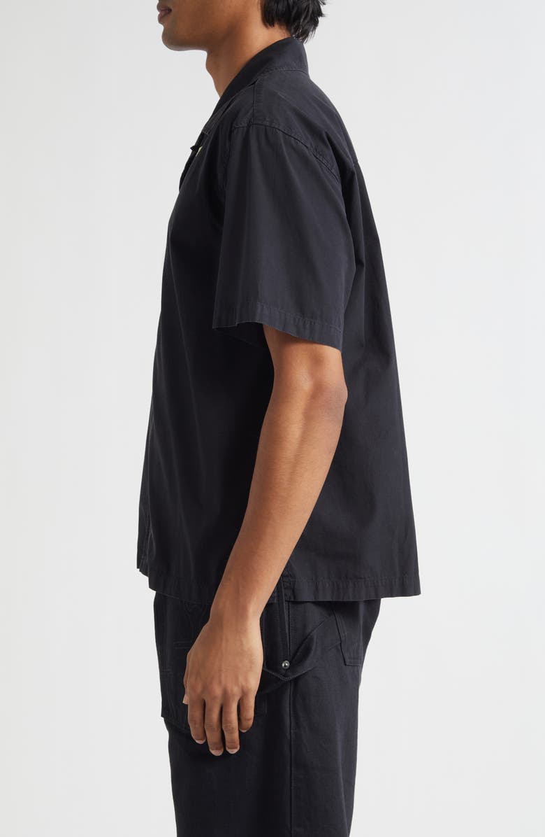 JW Anderson Contrast Crockery Embroidered Camp Shirt, Alternate, color, Washed Black