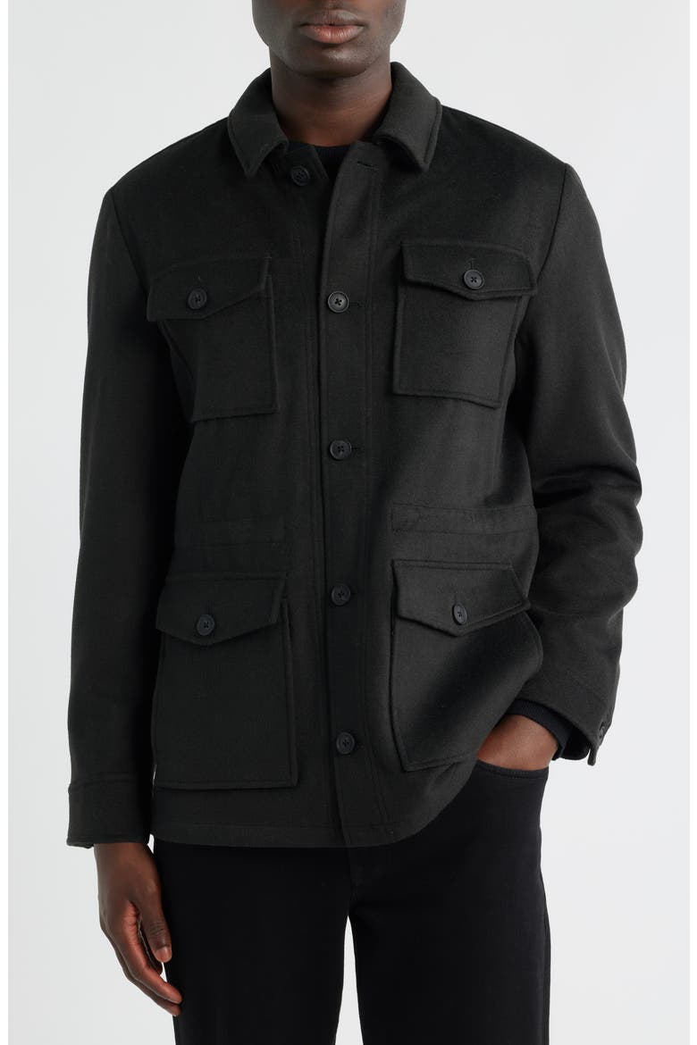 Felted Wool Blend Field Jacket, Alternate, color, DARK OLIVE