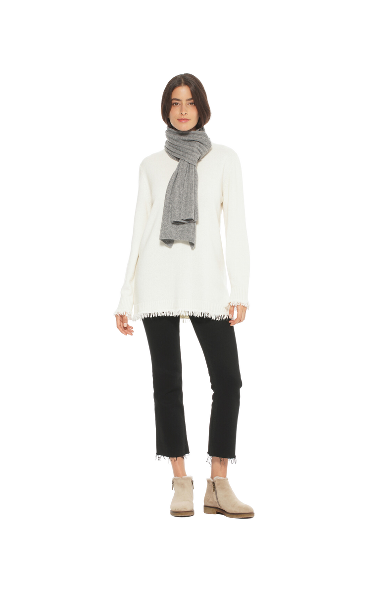 Monticelli Cashmere Pure Cashmere Plush-Ribbed Scarf, Alternate, color, Melange Grey