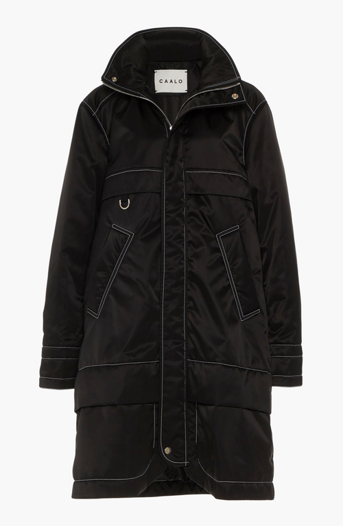 Shop Caalo Sustainable Down Water-resistant Anorak In Black