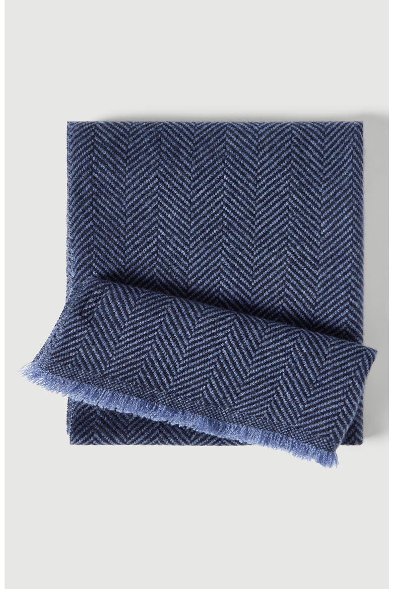 Cashmere chevron scarf, Alternate, color, Avio Blue