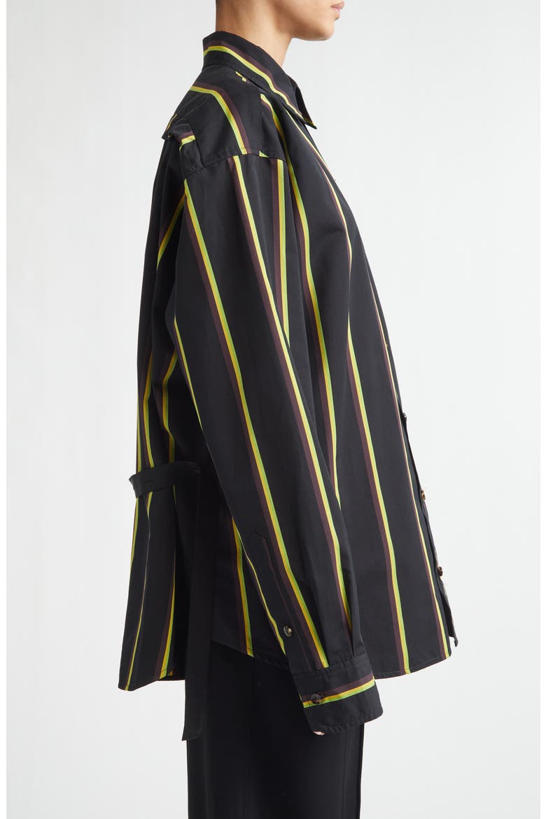 Alia Stripe Cotton & Silk Button-Up Shirt, Alternate, color, BLACK MULTI