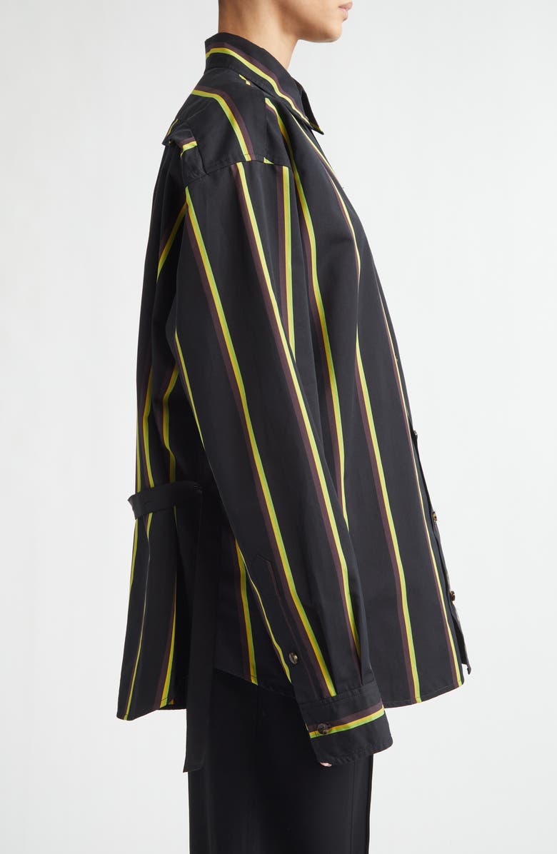 Proenza Schouler Alia Stripe Cotton & Silk Button-Up Shirt, Alternate, color, Black Multi