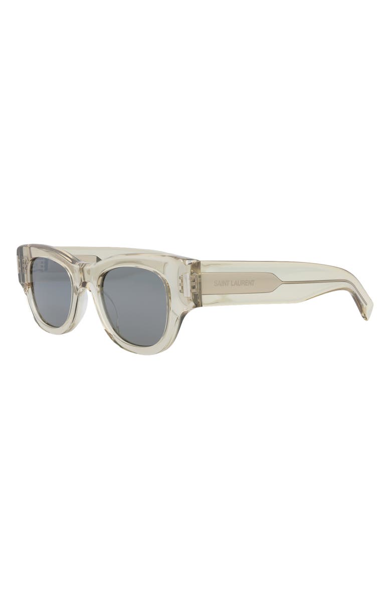 Saint Laurent 49mm Cat Eye Sunglasses, Alternate, color, Beige Beige Silver