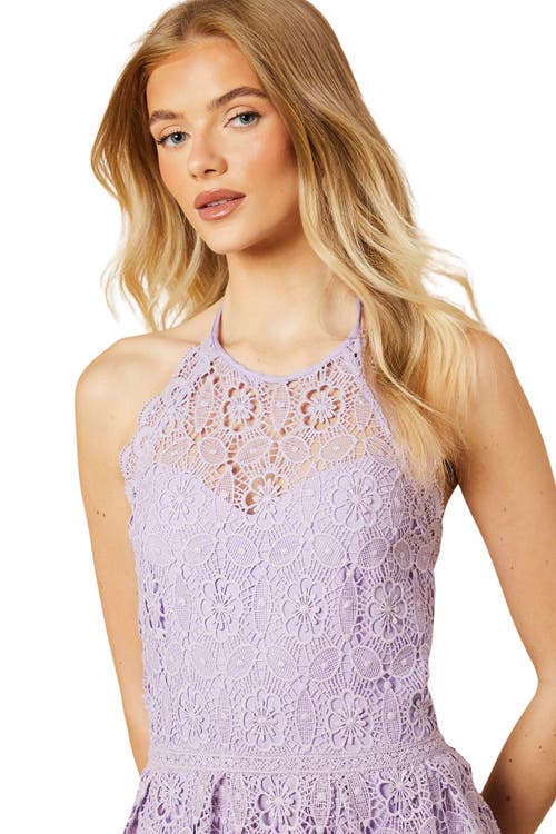 Oasis Lace Detail Halterneck Midi Dress In Purple