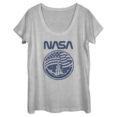 Womens NASA Distressed American Flag T Shirt